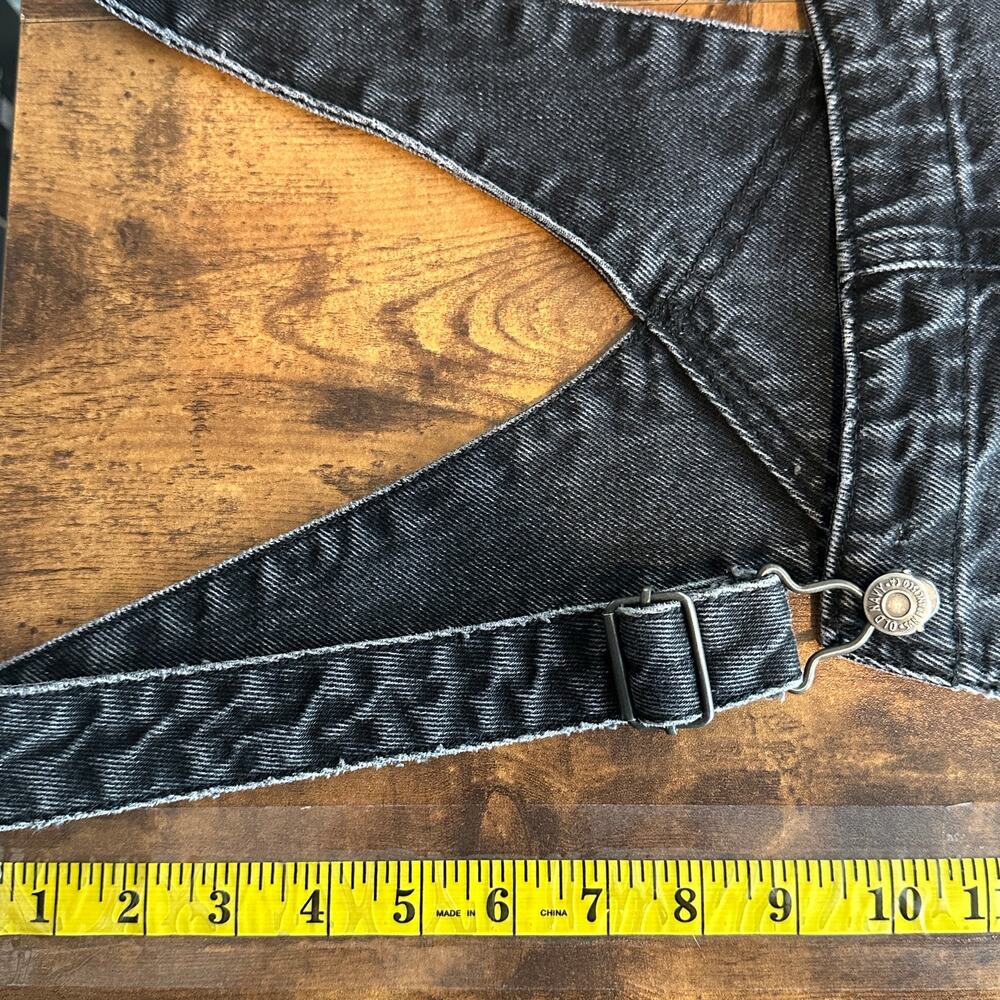 Old Navy 100 Cotton Shortalls Overall Shorts Large Black EUC Grunge Festival Y2K - Picture 5 of 9